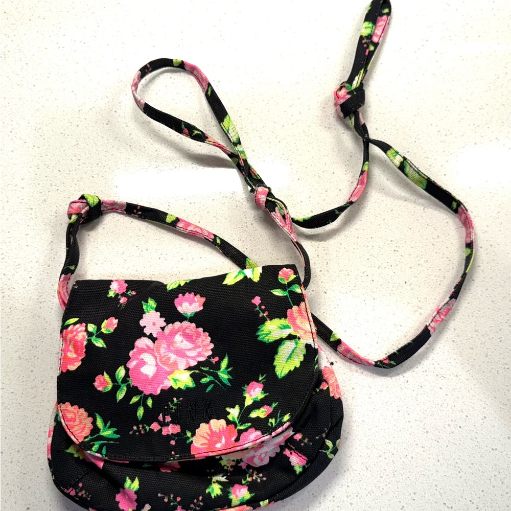 Vintage PINK VS Floral Crossbody Bag in Black and Pink